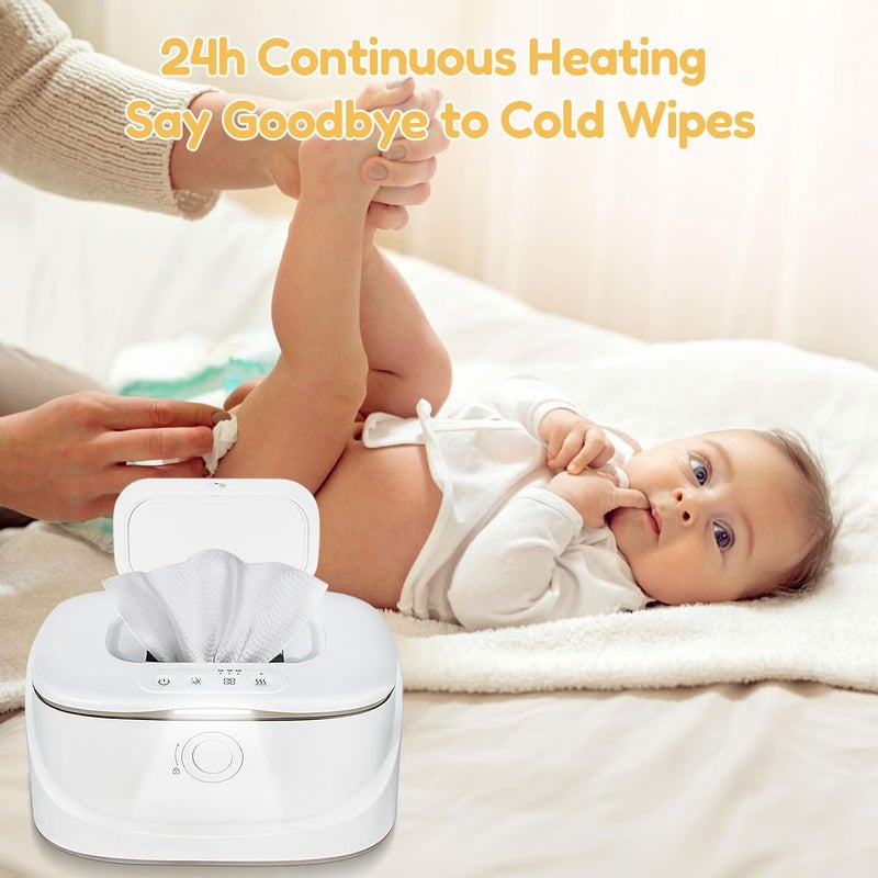 Zertylre Baby Wipe Warmer with Night Light,Innovative Spring Design,Baby Wet Wipes Dispenser for Large Wipes,Wipes Warmer for Newborn Baby,Temperature Display,3 Modes of Temperature Heating Control - Image 2